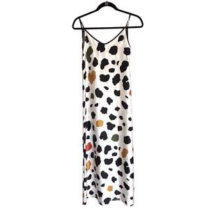 Souk + Sepia Silk Bias Cut Polka Dot Slip Dress XS Made in England